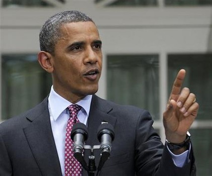 President Barack Obama gives a speech in the White House rose garden June 15th.